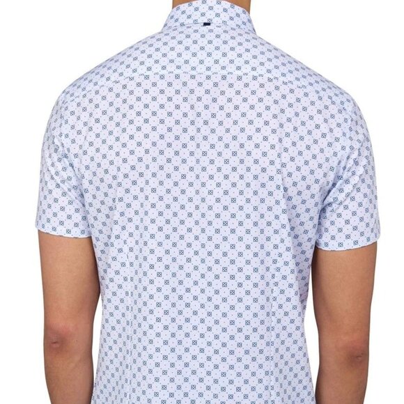 W.R.K White/Navy Geo Motif Print 4-way Stretch Recycled Shirt - Picture 2 of 3